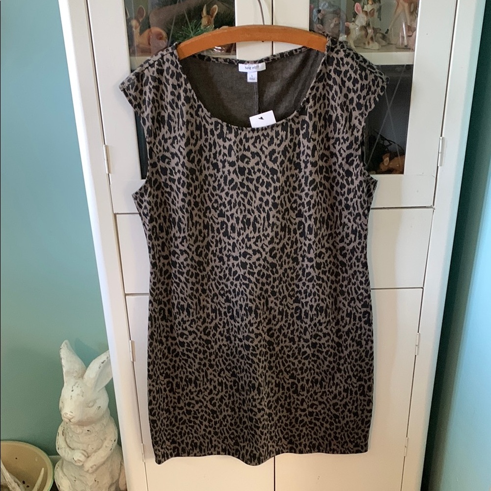 Nine West sz L Leopard Print Sleeveless Dress nwt